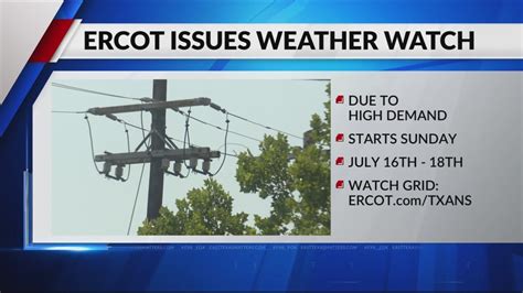 ERCOT issues Weather Watch as forecast anticipates extreme, high temperatures